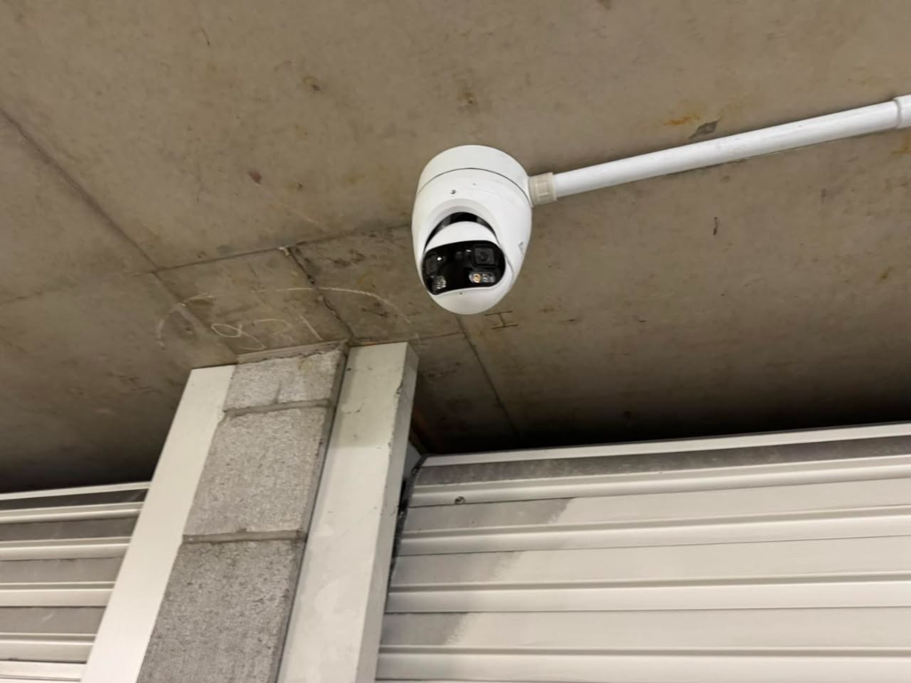 Security camera in underground parking