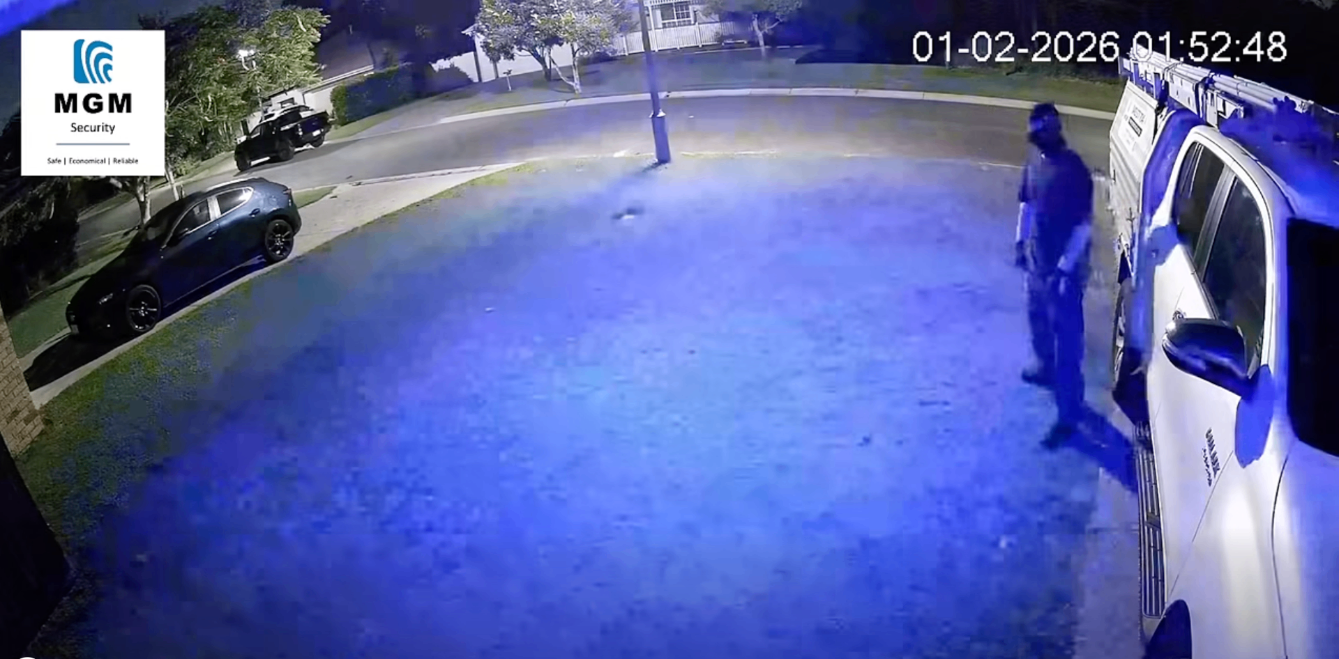 Active deterrent camera night vision footage